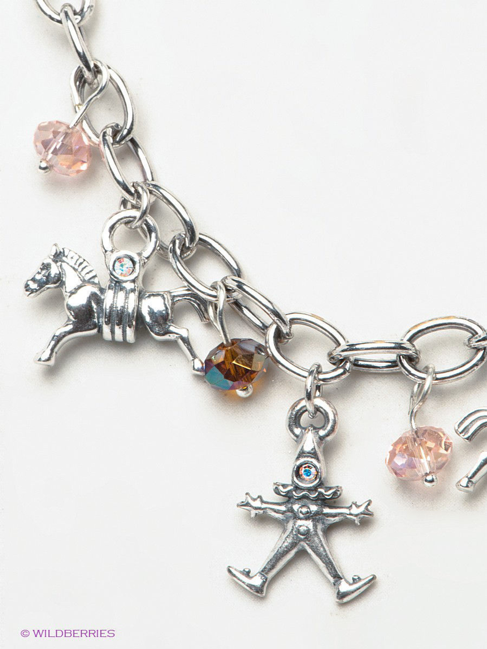 "Лофело" колье в серебряном покрытии из коллекции "Шапито" от Jenavi с замком карабин