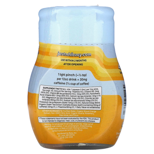 Buoy Hydration, Увлажняющие энергетические капли, усилитель напитка, без добавок, 3 шт. В упаковке, по 60 мл (2 жидк. унц.)