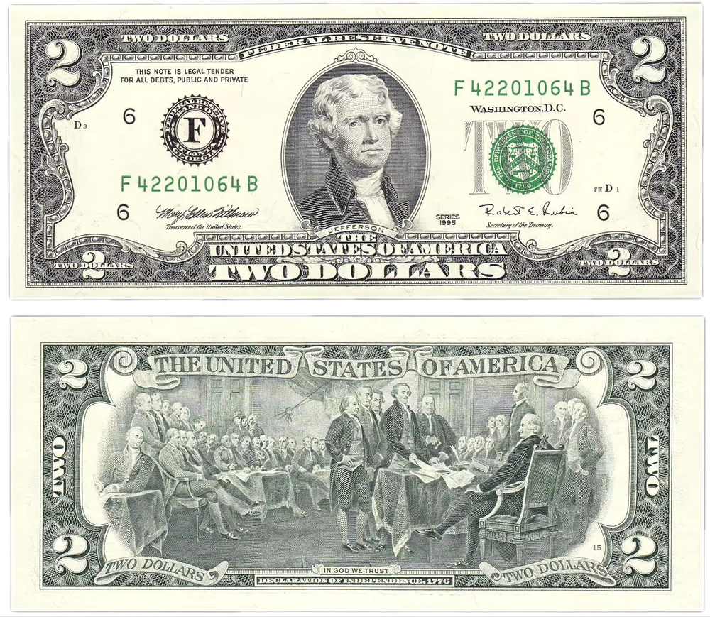 США 2 доллара 1995 Атланта aUNC