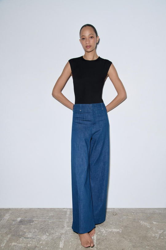 ZARA ДЖИНСЫ WIDE LEG С ВЫСОКОЙ ПОСАДКОЙ — ZW COLLECTION, ВЫЦВЕТШИЙ СИНИЙ