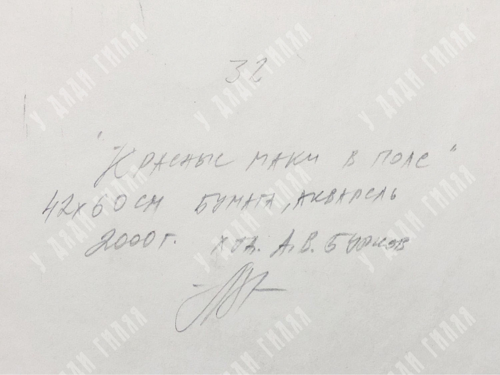 Бурков А. В. Красные маки в поле. 2000. Бумага, акварель.