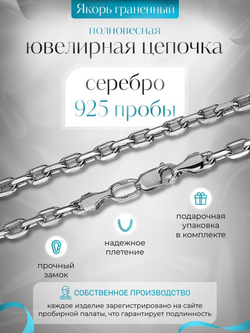 Silver Moon Цепочка Якорь граненный серебряная с серебрением, ширина 3,8 мм