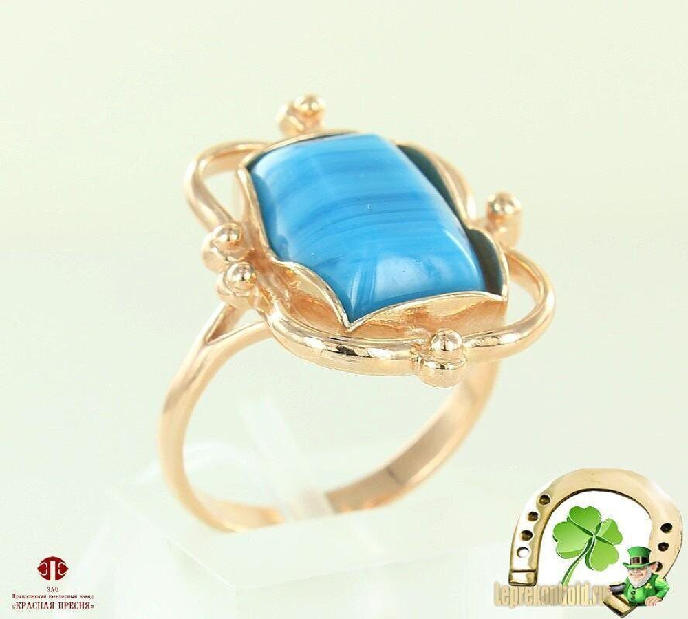 Кольцо из латуни. Покрытие золото. Вставка стекло. Размер 17.