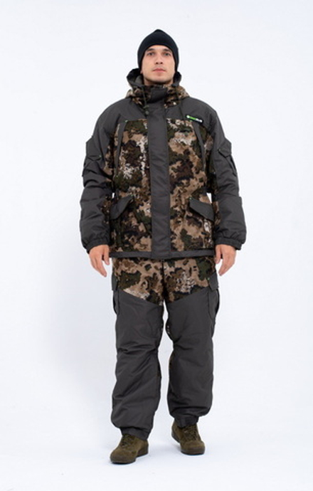 Зимний костюм для охоты и рыбалки ONERUS "Горный -15" (Алова/таслан , зеленый камо) Полукомбинезон