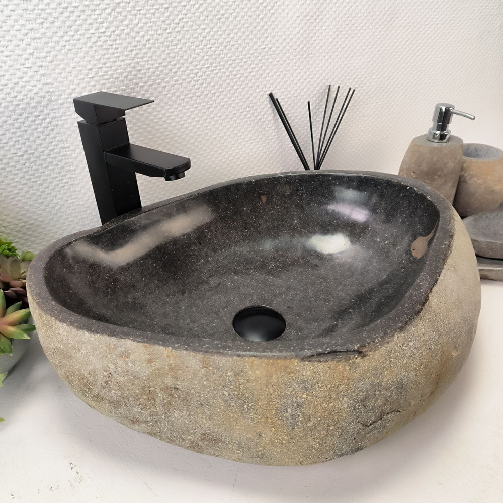 Каменная раковина из речного камня RS-63430 (52*40*15) 0123