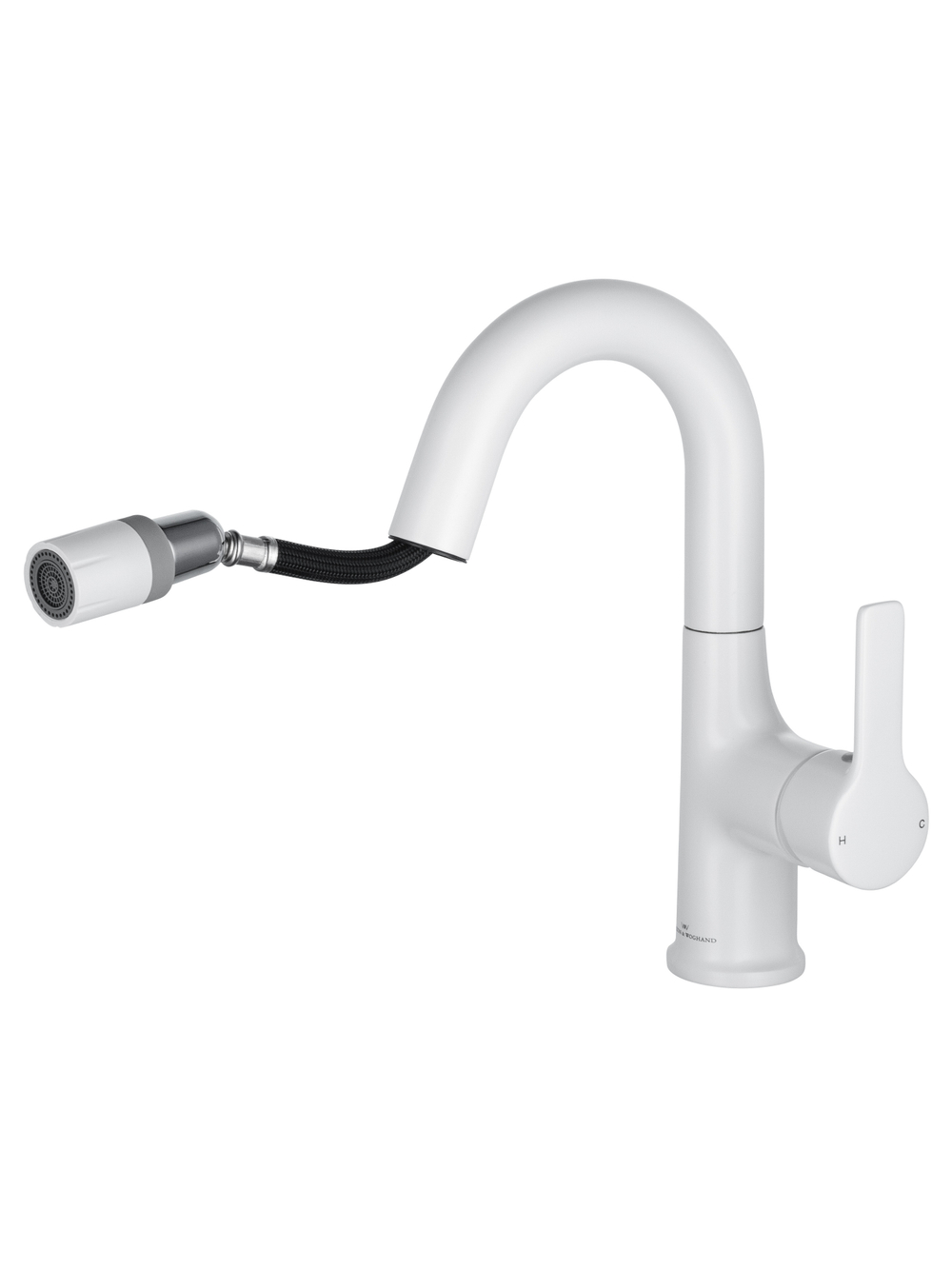 Смеситель для раковины с выдвижным изливом WONZON & WOGHAND, Белый матовый (WW-FE01L212-MW)