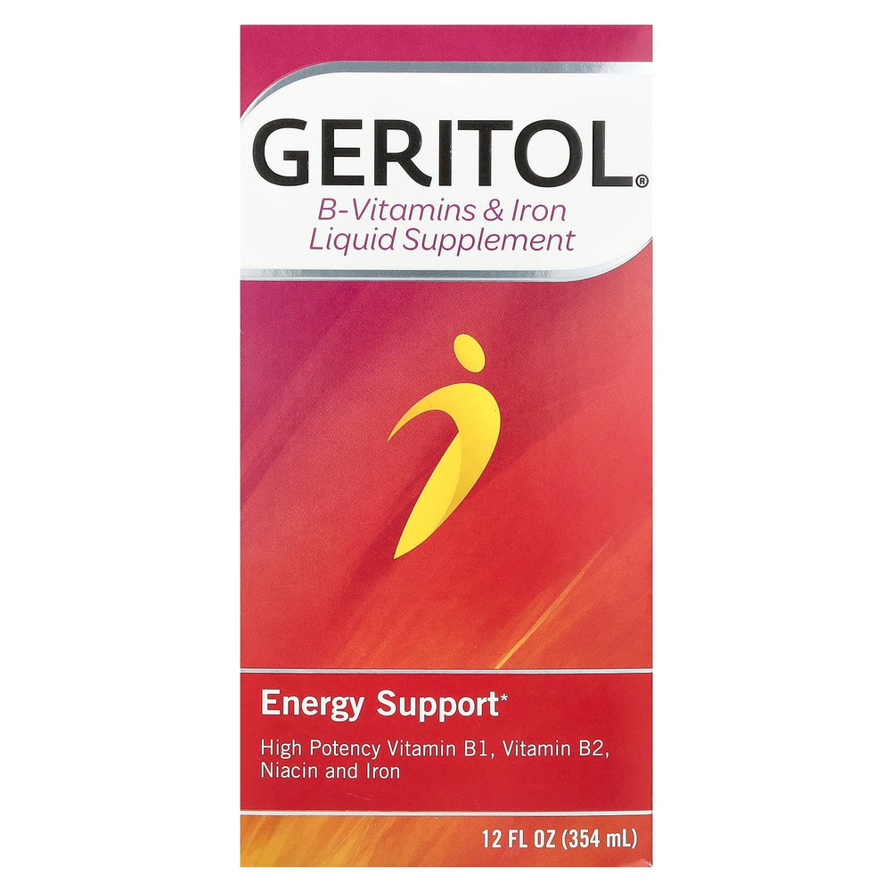 Geritol, жидкая добавка с витаминами группы B и железом, 354 мл (12 жидк. унций)