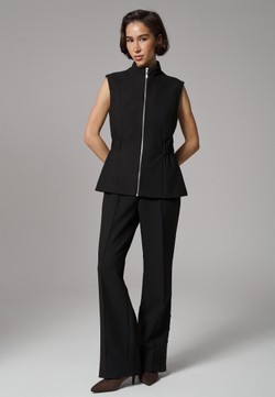 Брюки прямые с кнопками черные