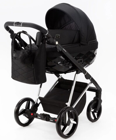 Детская коляска Adamex Quantum Special Edition 2 в 1 Q-TK618 (ЧЕРНЫЙ+ХРОМ РАМА)
