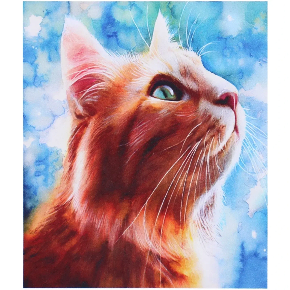 Алмазная мозаика на подрамнике с полным заполнением «МИР ЯРКИХ КРАСОК», замечтательный кот, 20*20 см