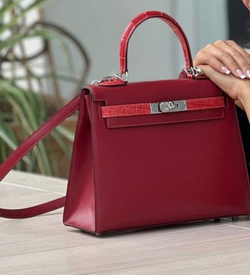Сумка Hermes частично из кожи крокодила 28 см