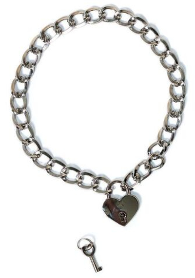 Серебристый ошейник Embrace с ключиком