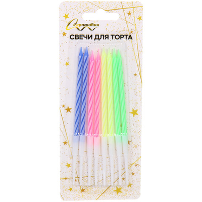 Свечи в торт «Happy» 8 шт. 12,5 См, микс