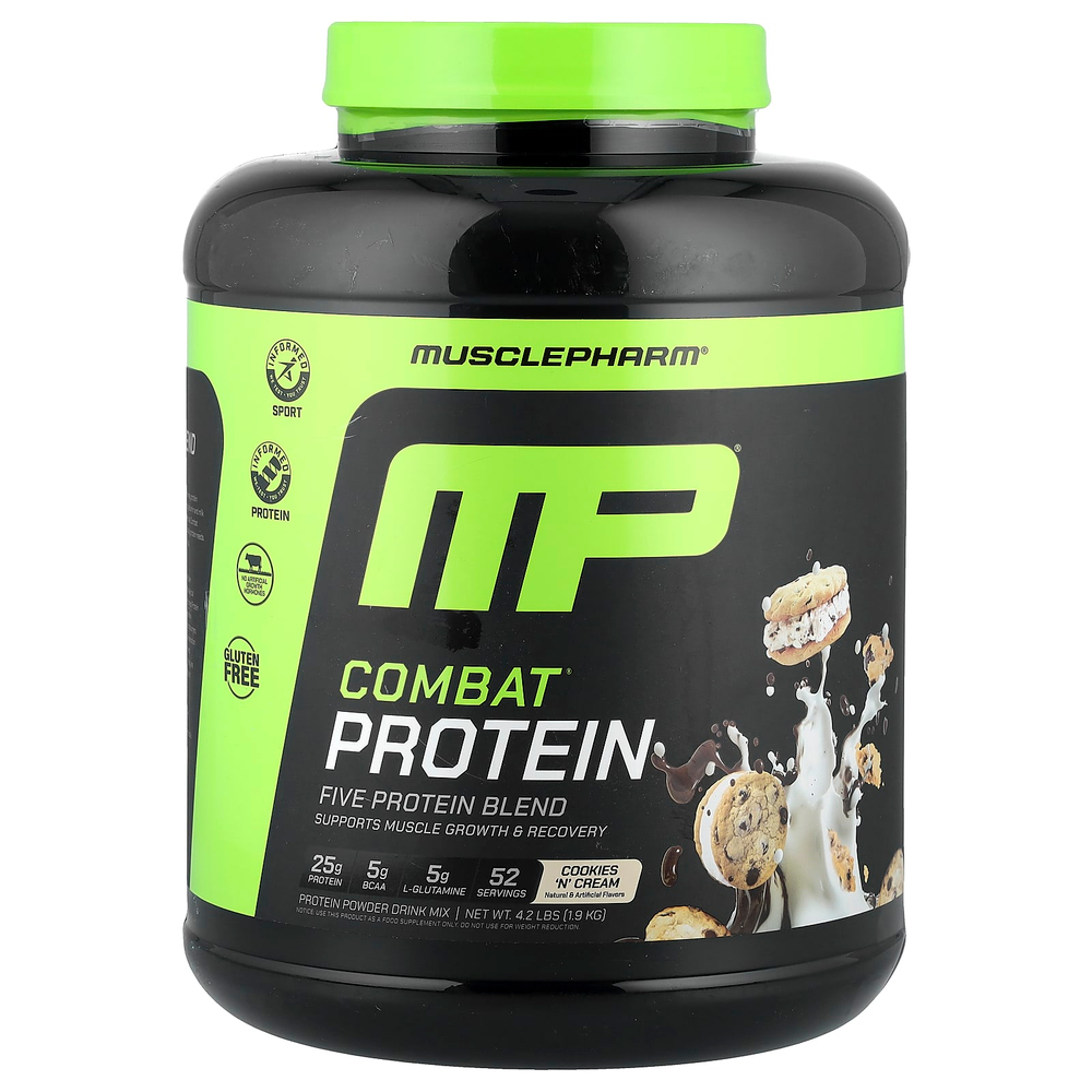 MusclePharm, Combat®, протеиновый порошок, печенье и крем, 1,9 кг (4,2 фунта)