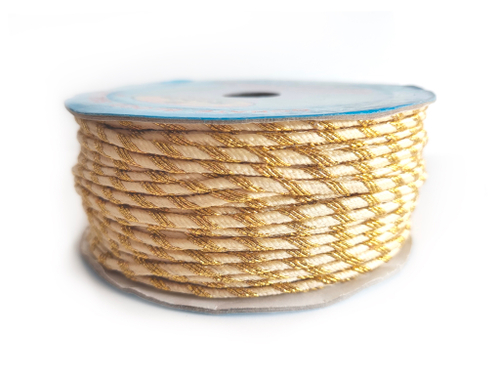 Шнур декоративный отделочный с люрексом 2,5мм золото/бежевый