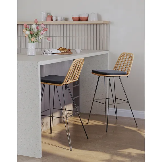 Барный стул Vetle Flat, светлый ротанг