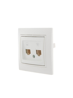 Розетка компьютерная + телефонная 2-м СП Mira RJ45 + RJ11 бел./бел. LEZARD 701-0202-143