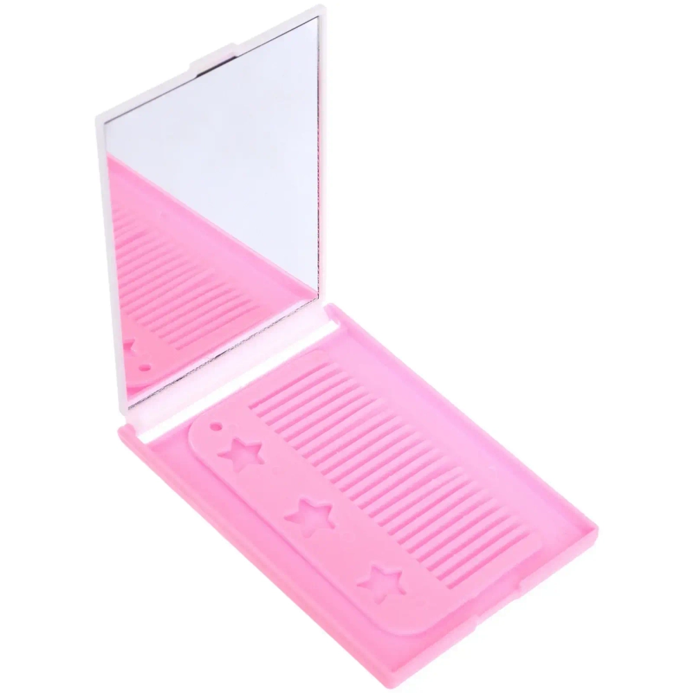 Расческа с зеркалом в наборе детские «МИМИШКИ», девочка, цвет розовый, 11*7,8см