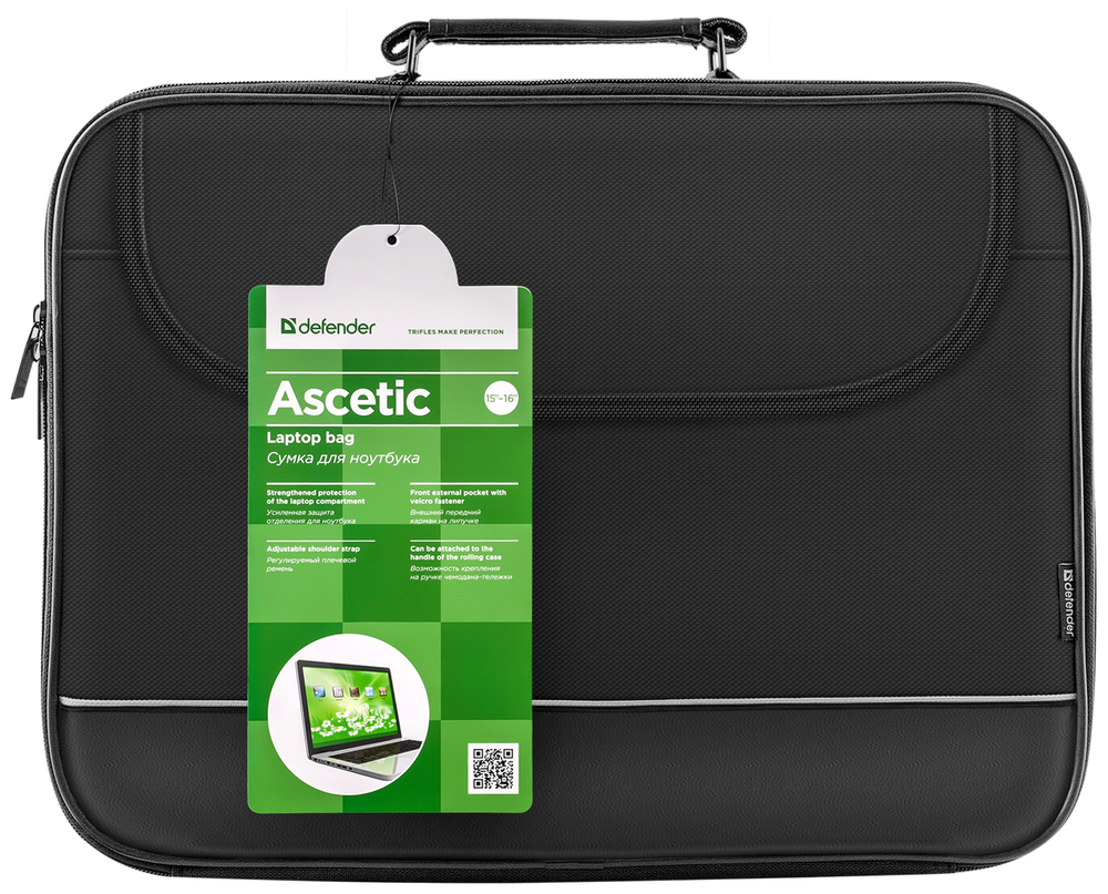 DEFENDER Ascetic 15&quot;-16&quot; черный, жесткий каркас, карман 26019 Сумка для ноутбука