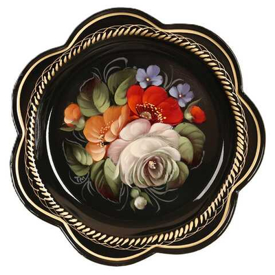 Жостовский поднос декоративный, размер 18 см (A1), металлический