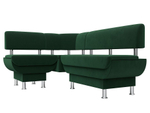 Диван кухонный угловой Альфа левый угол, Зеленый, Велюр, 116694L