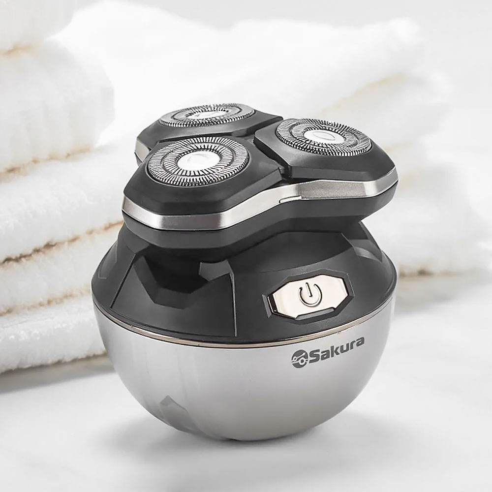 Бритва электрическая SA-5434BS дорожная, 3 головки триммер, влажное бритье, USB