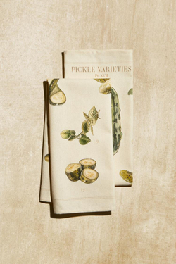 ZARA HOME ПОЛОТЕНЦЕ С РИСУНКОМ ОГУРЦОВ 2ШТ, ЭКРЮ