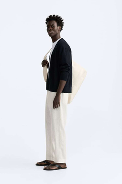 ZARA БРЮКИ ИЗ 100% ЛЬНА, БЕЛЫЙ