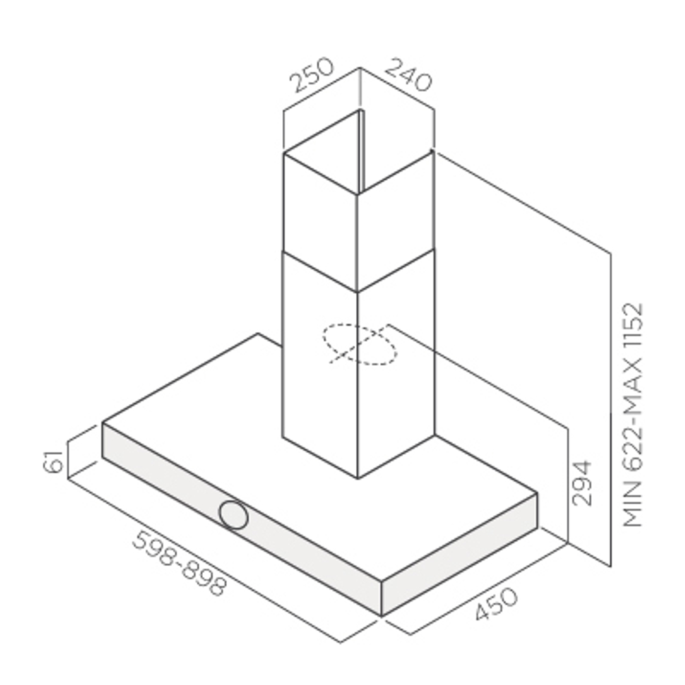 Каминная вытяжка Jet Air TOUCH BL/A/90-PRF0099978A