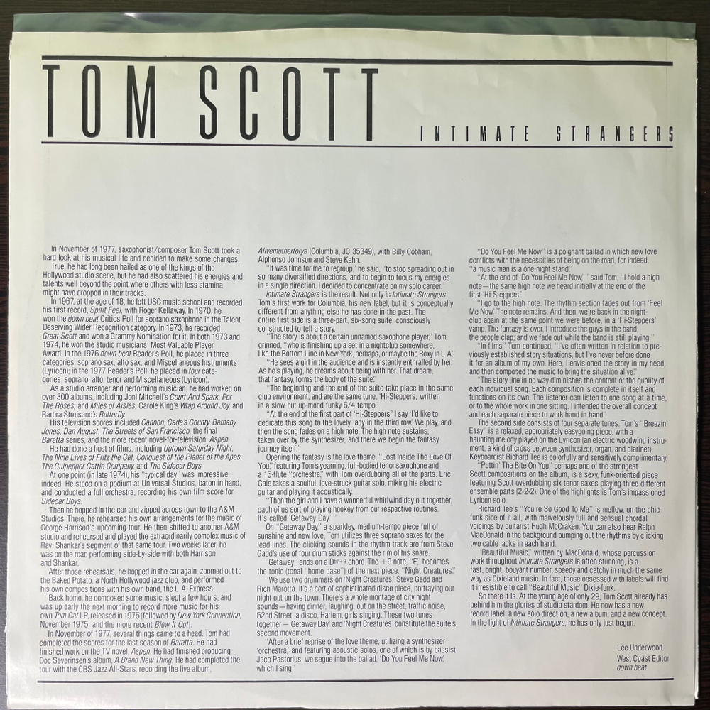 Tom Scott ‎– Intimate Strangers (США 1978г.)