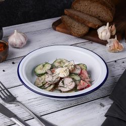 Салатник 700 мл d 21 см h3,9 см Blue Rim эмалированая сталь SUNNEX [1]