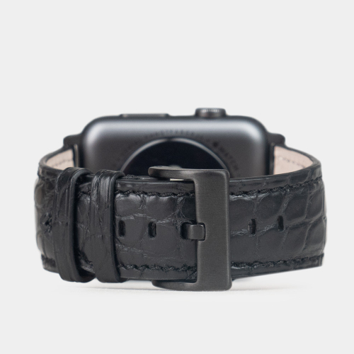 Ремешок для Apple Watch 40/41/42 mm из кожи аллигатора, черного цвета