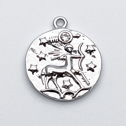 Подвеска Знак Зодиака Стрелец, цвет серебро (родий), фианит, размер 16*14 мм, цена за 1 шт