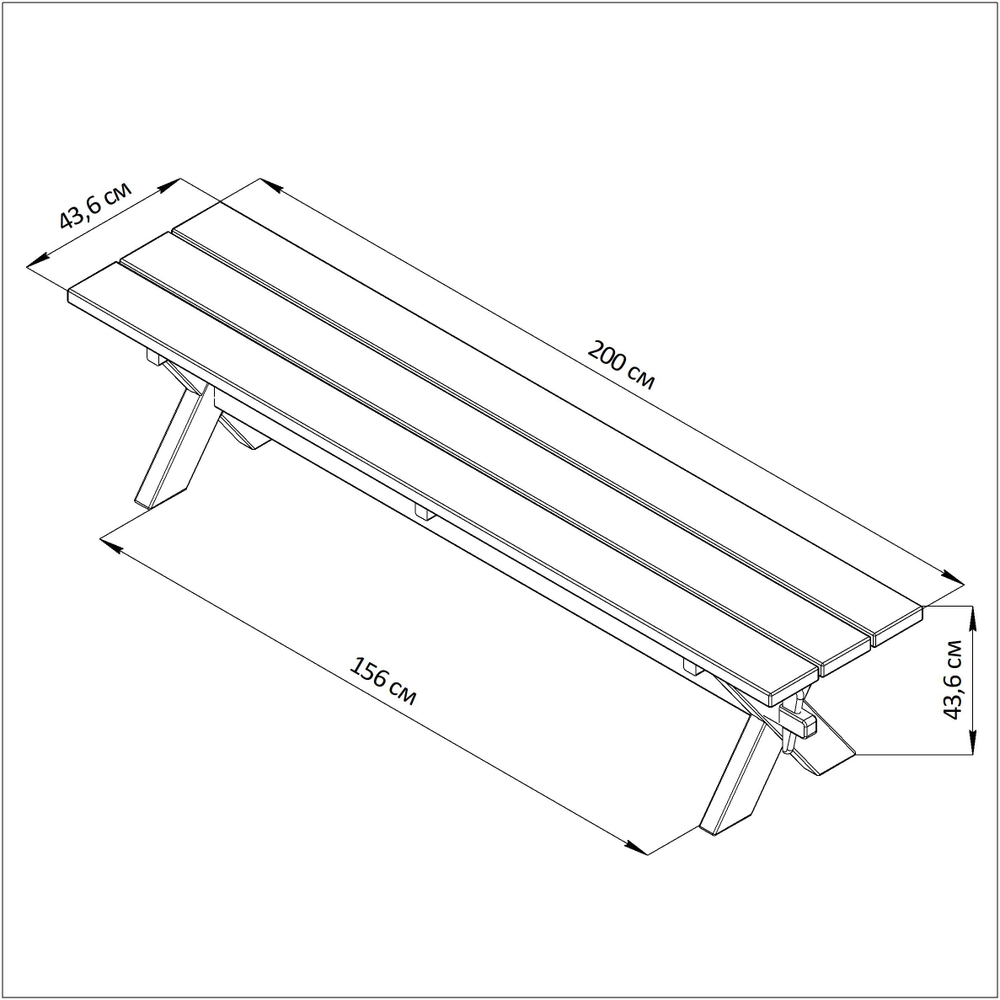 Деревянная скамейка садовая Осло из массива сосны для дома и сада 200х44 см, графит