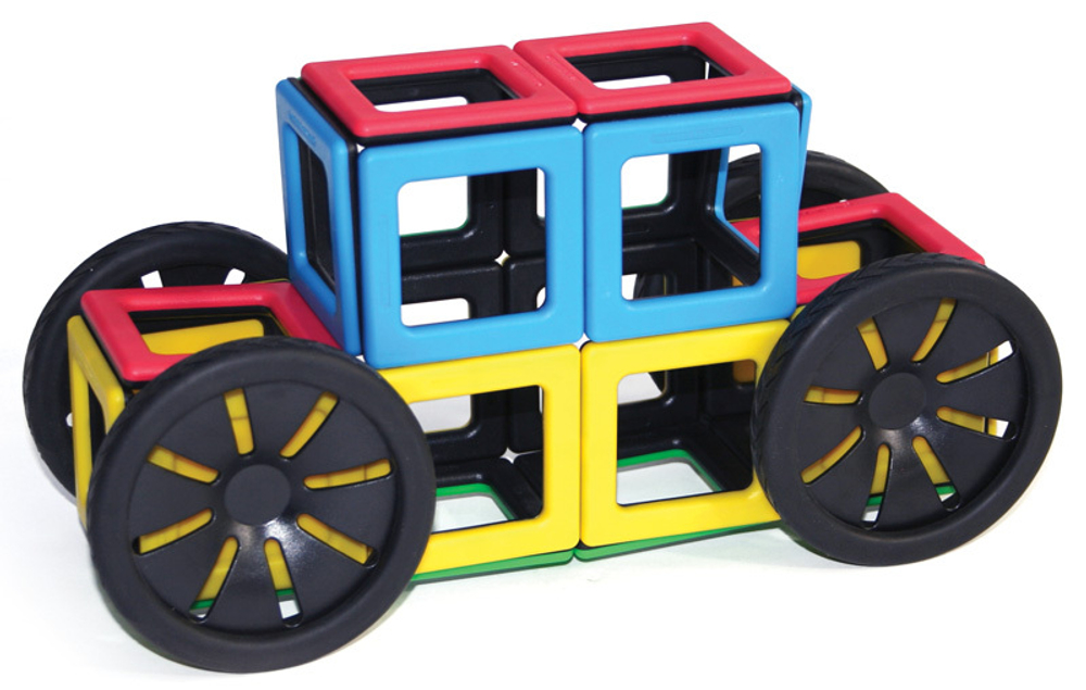 Набор Полидрон Магнитный "Конструируем транспорт" с дополнительным комплектом колес Расширенный