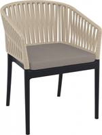 Кресло пластиковое с подушкой Siesta Contract Portofino, черный, бежевый, светло-коричневый