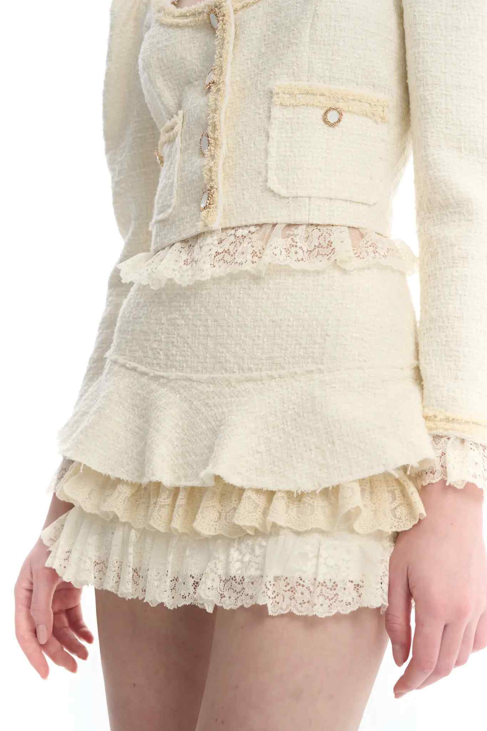 Юбка-мини из твида с оборками