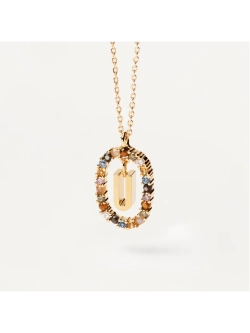 Колье Буква U серебро 925 пробы покрытое золотом