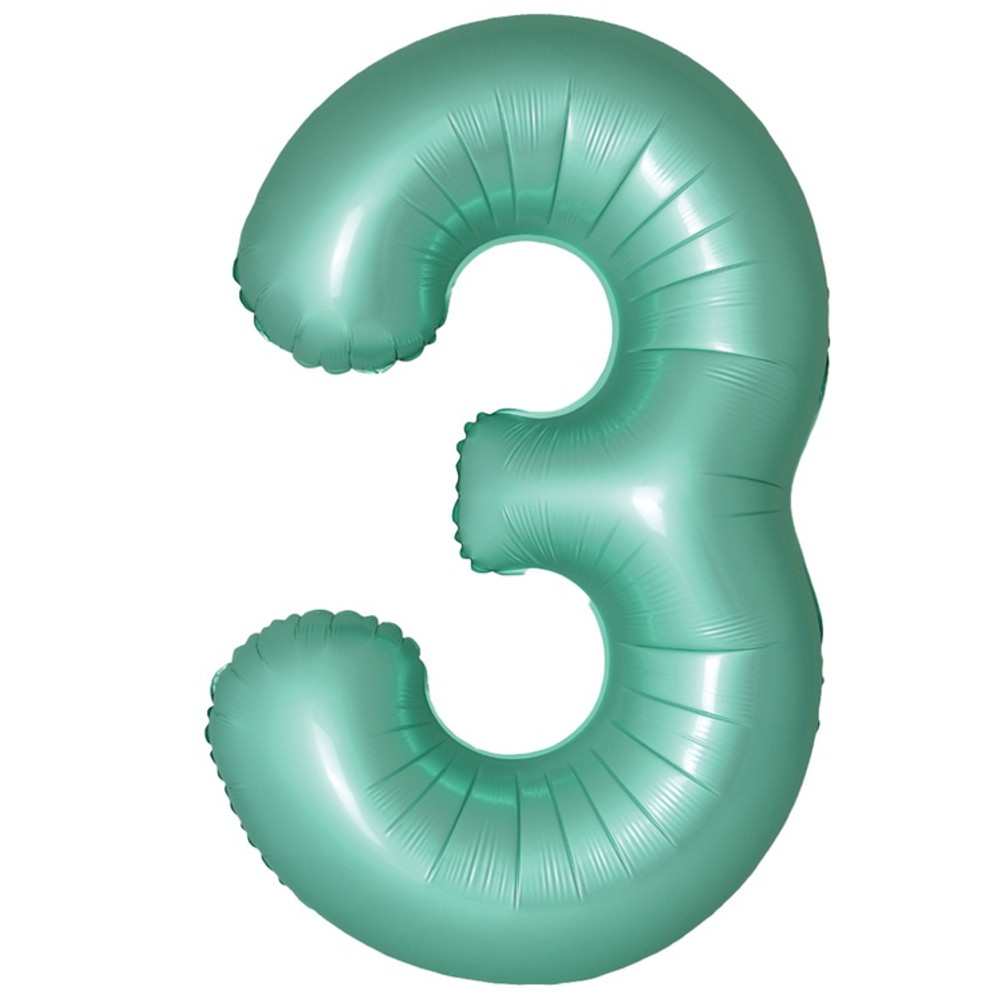 Шар фольгированный Цифра 3 101 см (Бирюзовый)