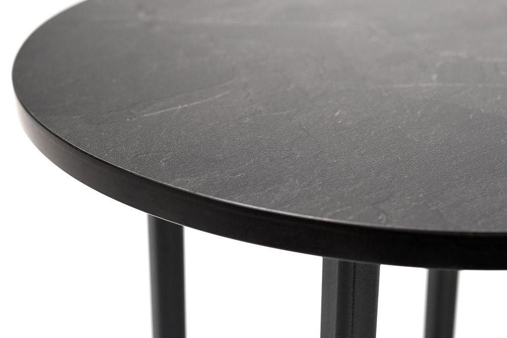 "Кипр" интерьерный стол из HPL круглый Ø30 H40, цвет "серый гранит"