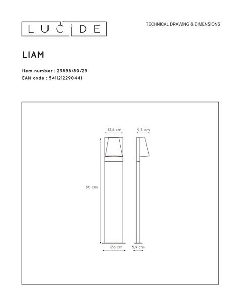 Уличный светильник Lucide Liam 29898/80/29