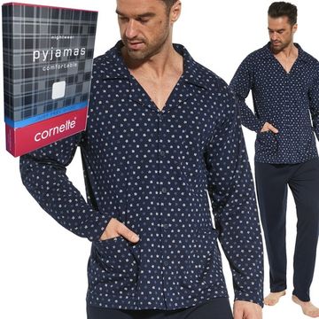 Пижама мужская на пуговицах с длинным рукавом и брюками Cornette 114/56