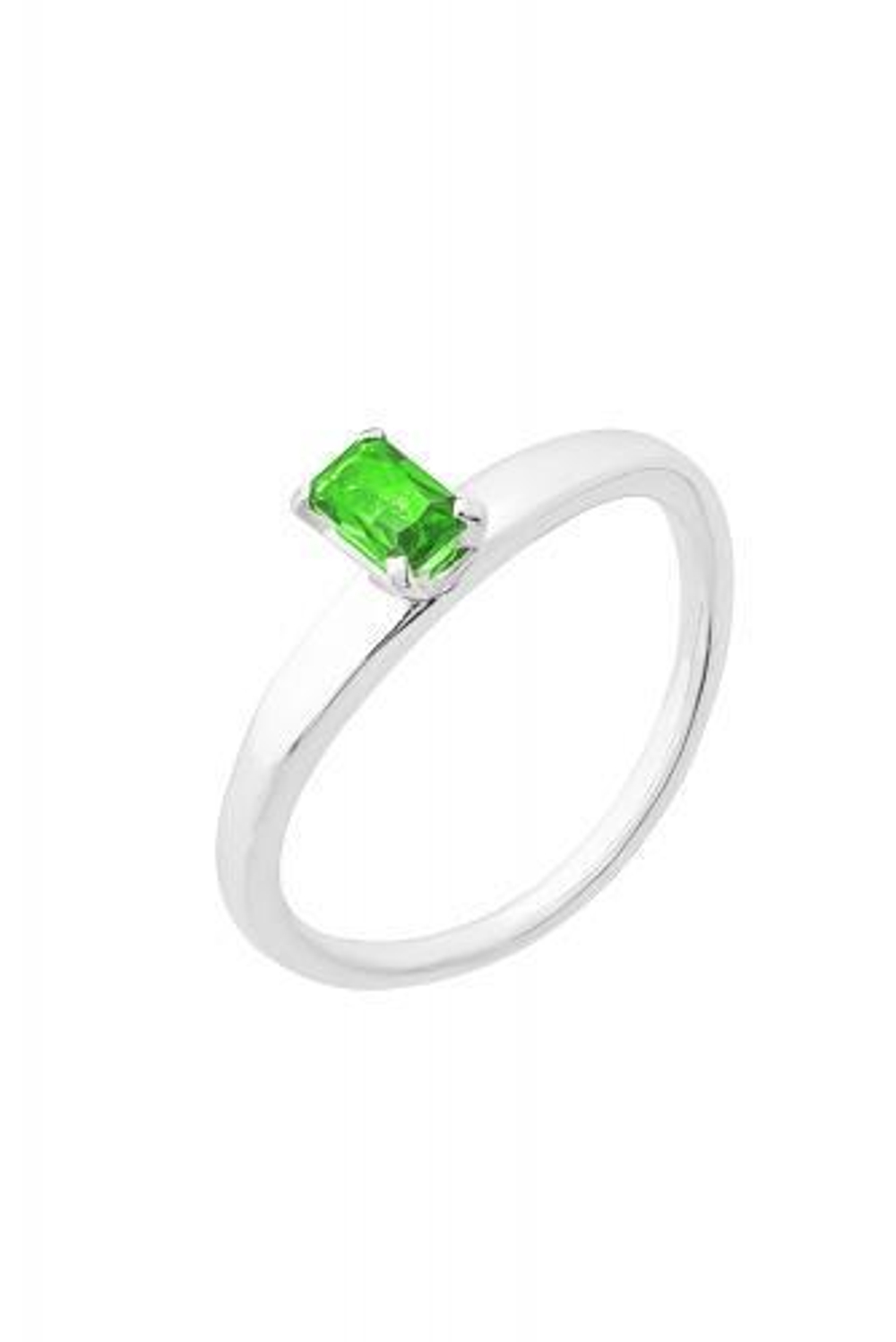 Кольцо сборное из серебра со вставками из зелёного и бесцветных фианитов