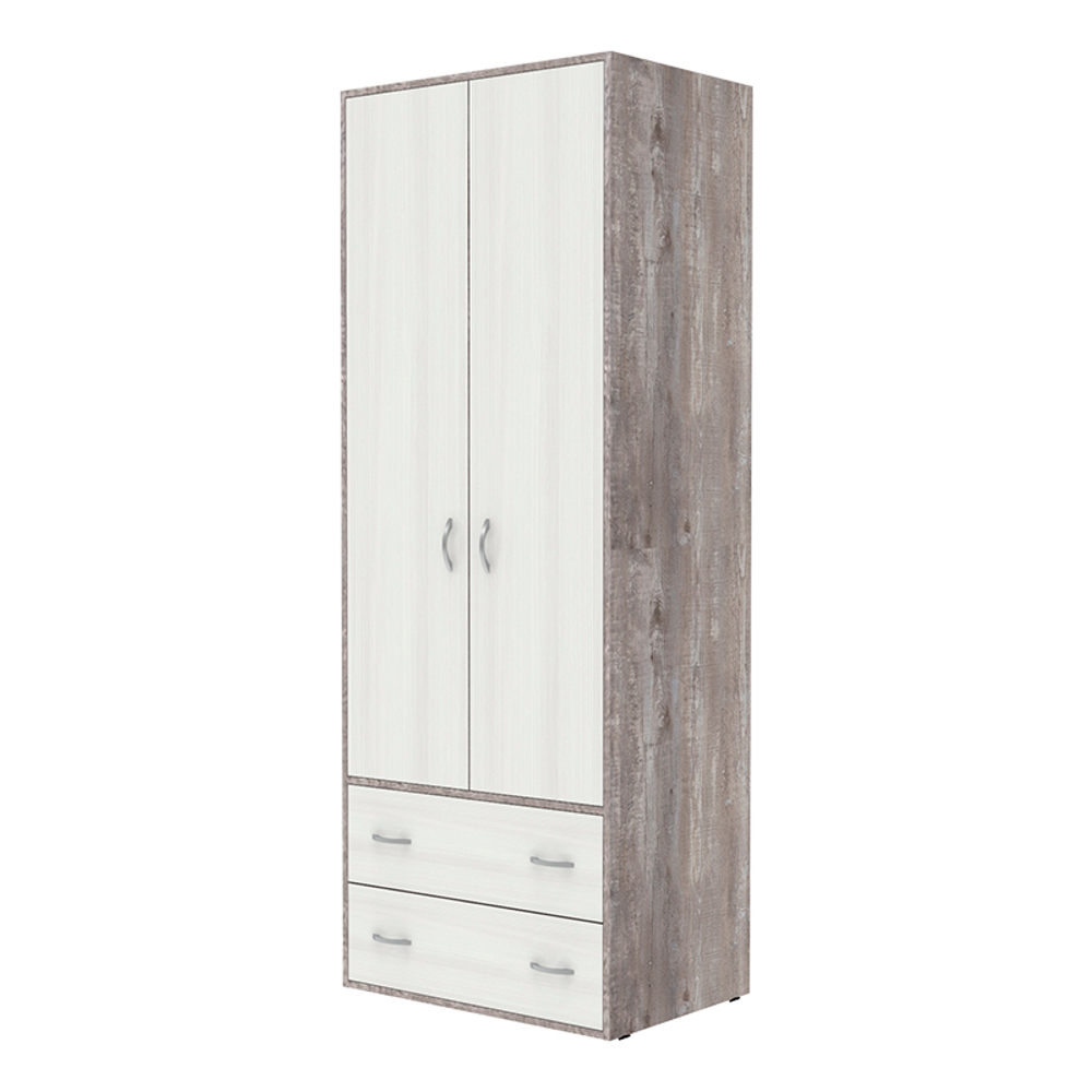 Шкаф 2-х створчатый КарИВи Милана Бетон Белое Дерево