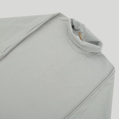 Лонгслив One Two High Neck Logo Harbor Mist серый