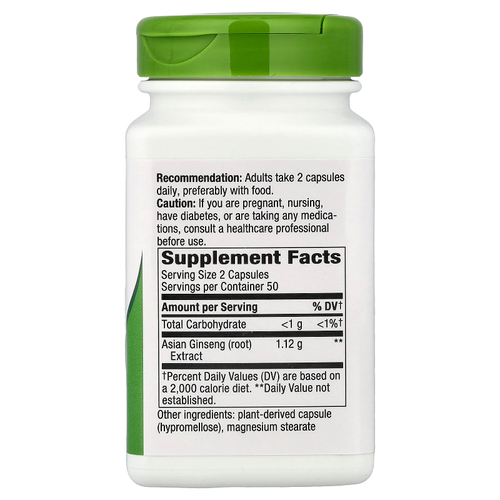 Nature's Way, азиатский женьшень, 100 веганских капсул (560 мг в 1 капсуле)
