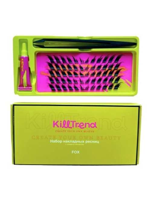 Набор накладных ресниц с клеем и пинцетом FOX KillTrend, 5 линий