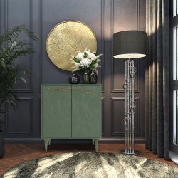 Комод Арт Колор leaves Классик Голд с 2 полками Зеленый нефрит