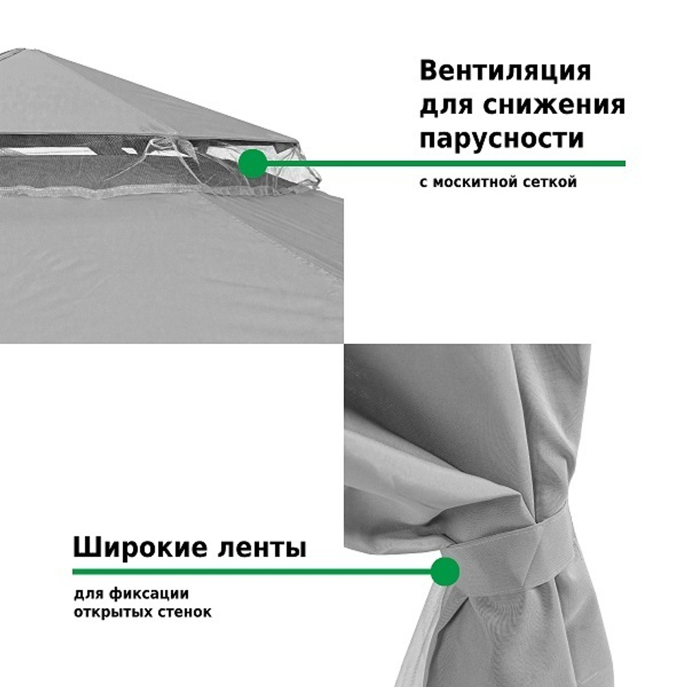 Шатер садовый Green Glade Gexagon Grey (сторона 200 см, площадь 10.5 м²)