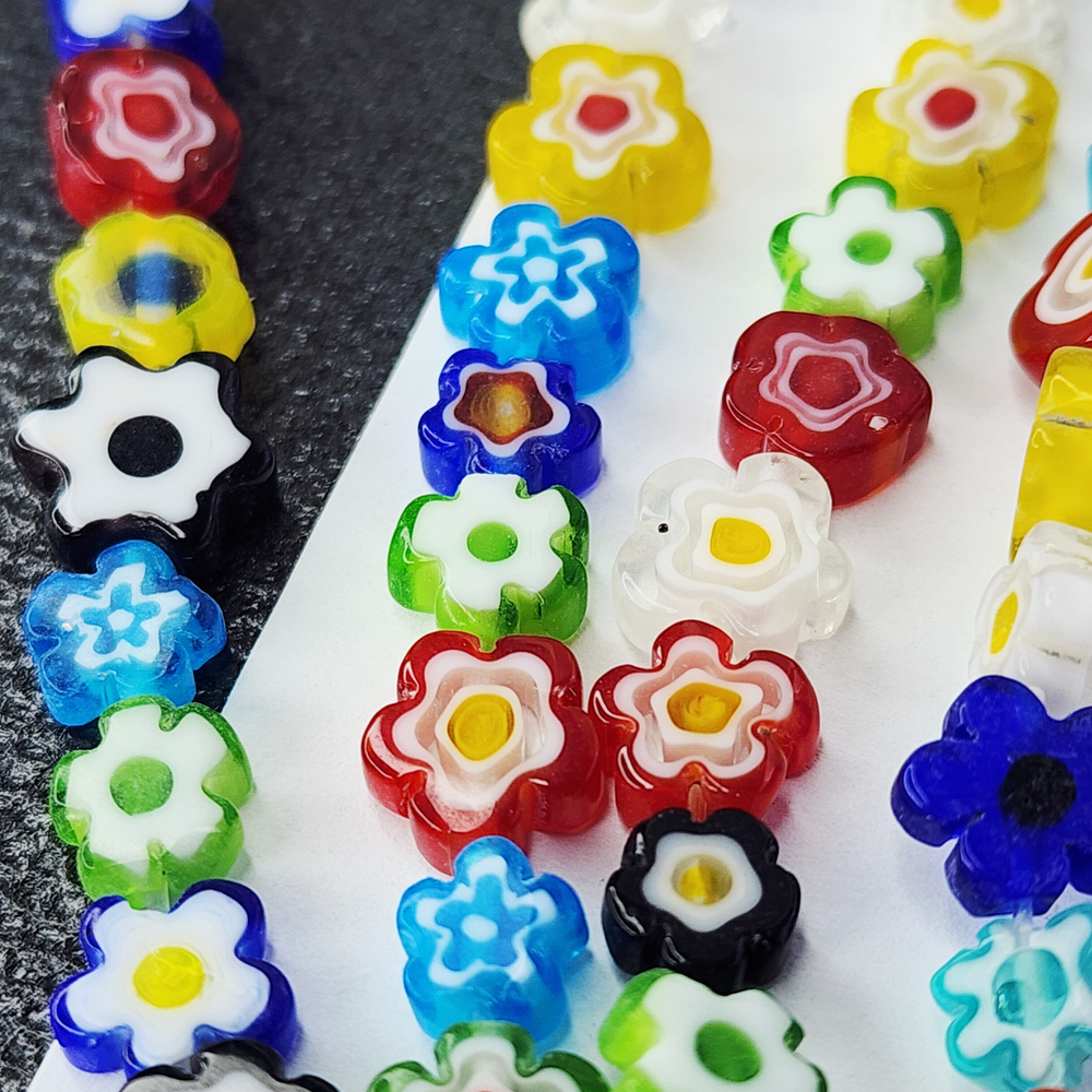 Бусины мозаичное стекло, миллефиори, р-р 7-11мм, цена за набор 5 шт